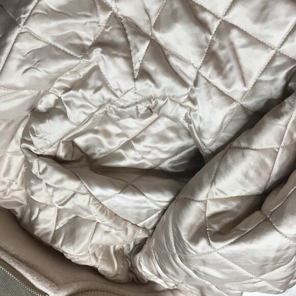 Aritizia Wilfred Free Insulated Merino Wool Bomber Jacket Tan Cream Rib Trim M - Picture 3 of 10